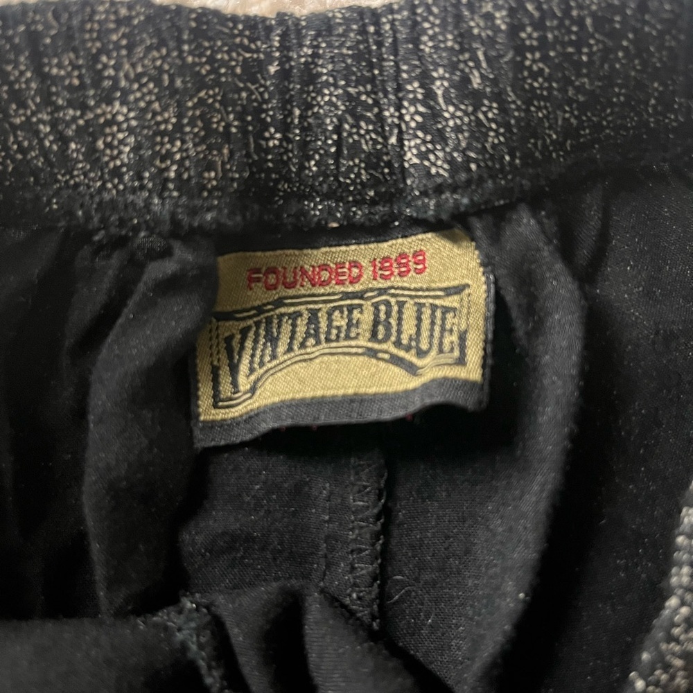 Vintage Blue Black floral print Pants with toe waist made in USA petite - Picture 4 of 7
